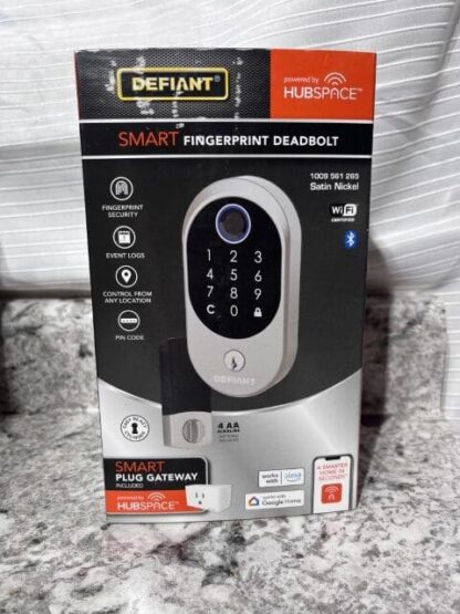 Defiant Hubspace Satin Nickel Round Biometric Fingerprint Electronic Touchpad Deadbolt