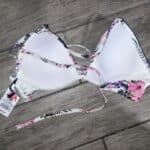 Shade & Shore Women's Bikini Top Lined Twist Front Plunge White Floral Size 36B