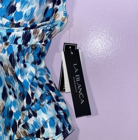 La Blanca Blue Mosaic Print One-Piece Swimsuit – Size 6 - Image 4
