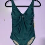 Kona Sol Green One Piece Front Knot Bathing Suit Size M 8-10