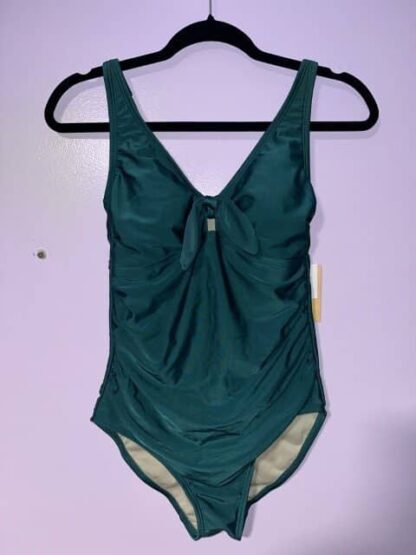 Kona Sol Green One Piece Front Knot Bathing Suit Size M 8-10