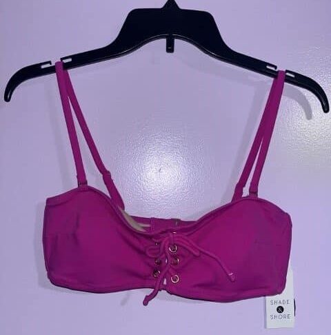 Shade & Shore Lace-Up Pink Bikini Top Size M
