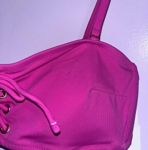 Shade & Shore Women’s Lace-Up Front Bandeau Bikini Top – Fuchsia Pink, Removable Straps, Size M (8–10) - Image 2