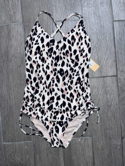 Kona Sol Leopard One Piece Cream Bathing Suit Size M