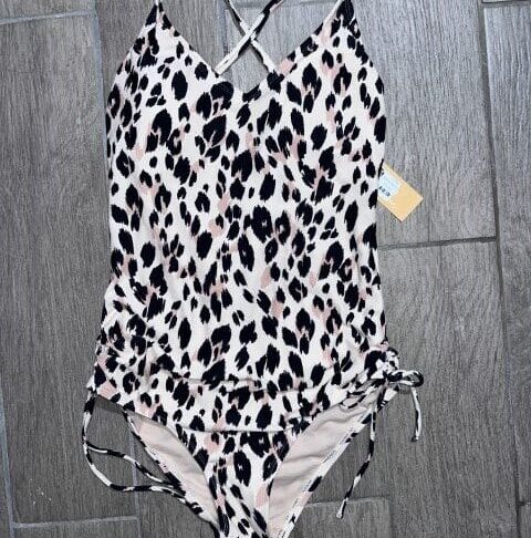 Kona Sol Leopard One Piece Cream Bathing Suit Size M