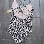 Kona Sol Leopard One Piece Cream Bathing Suit Size M