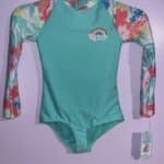 Girls' Tropical Print Long Sleeve Rash Guard One Piece Swim Suit Size S 6-6x