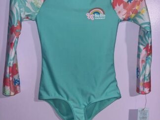 Girls' Tropical Print Long Sleeve Rash Guard One Piece Swim Suit Size S 6-6x