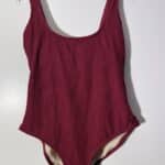 Kona Sol Women's Pucker Square Neck Swimsuit Burgundy Tie Back