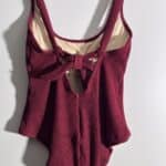 Kona Sol Women's Pucker Square Neck Swimsuit Burgundy Tie Back