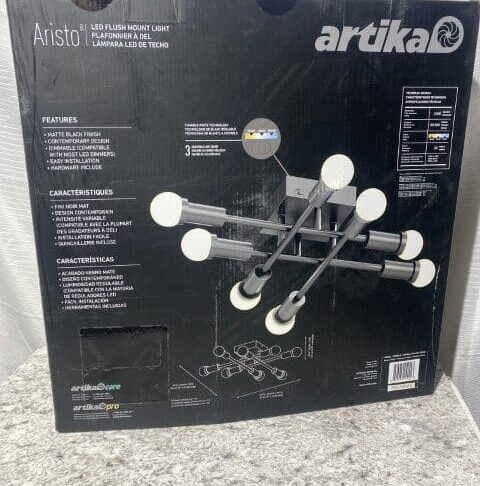 Artika Aristo 8 Light LED Modern Black Flush Mount Ceiling Fixture - Image 3