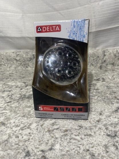 Delta 5-Spray Patterns Wall Mount Fixed Shower Head in Chrome