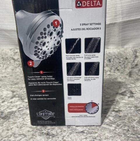 Delta 5-Spray Patterns Wall Mount Fixed Shower Head in Chrome - Image 4