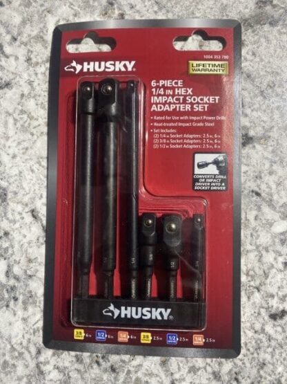 Husky 6 Piece Hex Impact Socket Adapter Set 1/4 Inch