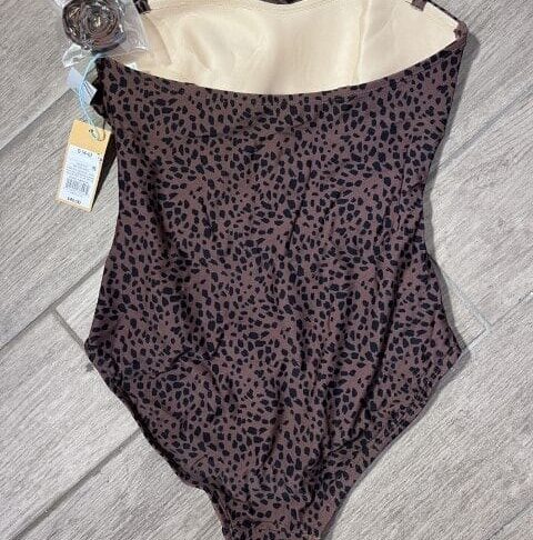 Kona Sol Flounce Bandeau One-Piece Swimsuit – Animal Print, Size Small - Image 2