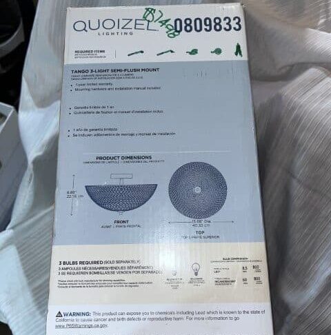 Quoizel Tango 3 Light Semi Flush Mount Light - Image 5