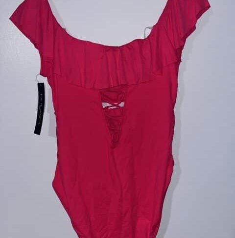 La Blanca Off-The-Shoulder Ruffle One-Piece Swimsuit in Pink — Size 14 - Image 2