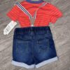 Cat and Jack Baby Boy's Outfit Short Sleeve Denim Shorts With Suspenders Size 6-9M - Image 2