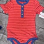 Cat & Jack Baby Boy's Outfit Short Sleeve Denim Shorts With Suspenders Size 6-9M