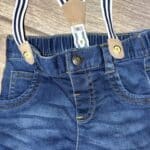 Cat & Jack Baby Boy's Outfit Short Sleeve Denim Shorts With Suspenders Size 6-9M