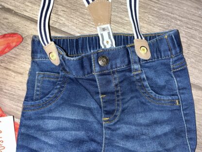 Cat & Jack Baby Boy's Outfit Short Sleeve Denim Shorts With Suspenders Size 6-9M