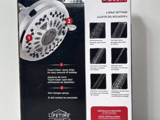 Delta 6 Spray Patterns Shower Head in Chrome - Image 10
