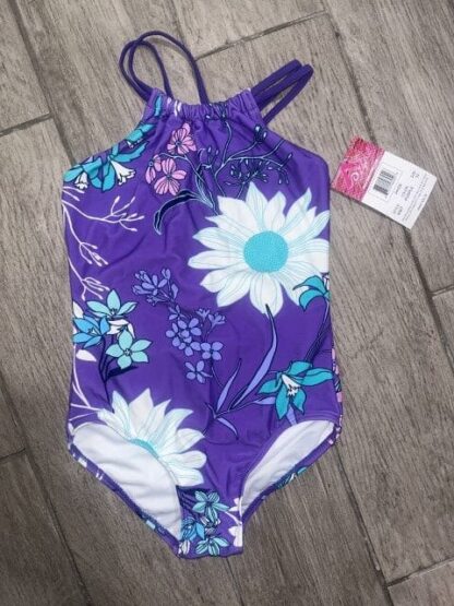 Kanu Surf Girls Floral Halter Top One Piece Swimsuit Size 10