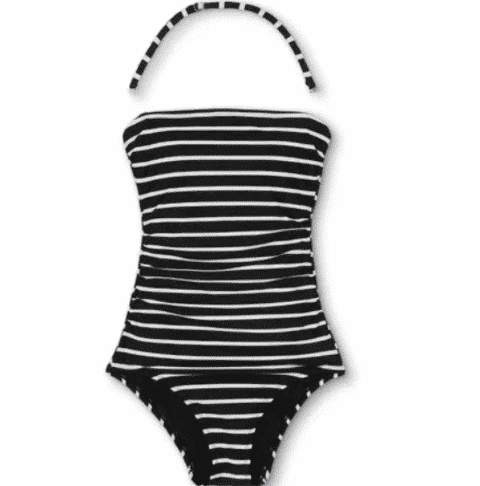 Kona Sol Women’s Black & White Striped Bandeau One-Piece Swimsuit – Removable Halter Strap, Size XL – New Without Tags - Image 4