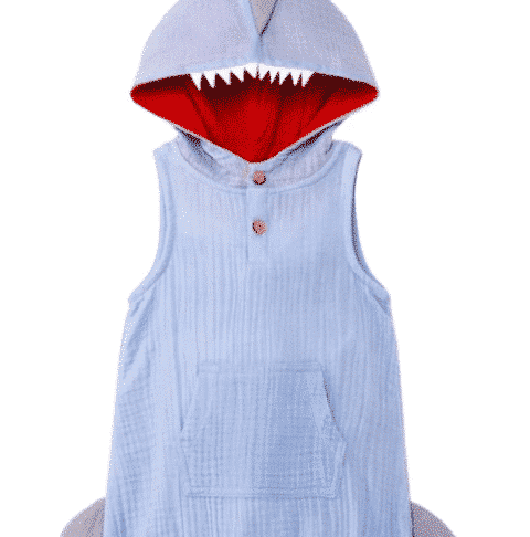 Cat and Jack Newborn Shark Romper Outfit Size 3-6M stained with ink - Image 3