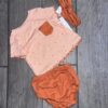 Cat and Jack Baby Girls' Peach Dot Rib Short Sleeve Top & Bottom Set with Headband Size 3-6M