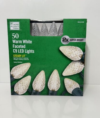 Home Accents 50 Warm White Faceted C9 LED Lights