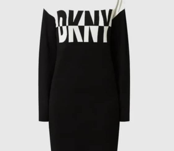 DKNY Knitted dress Black and white Size Large