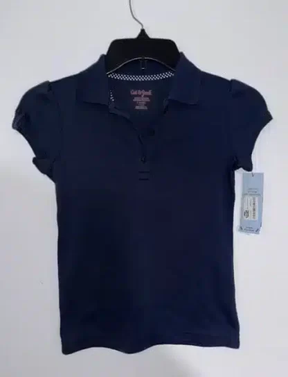 Cat & Jack Navy Blue Short Sleeve Polo Girls Size S 6/6X