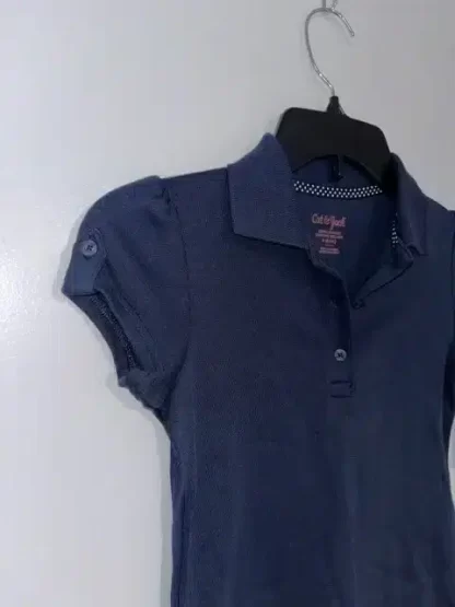 Cat & Jack Navy Blue Short Sleeve Polo Girls Size S 6/6X