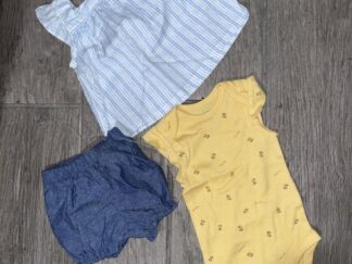 3 Piece Size 3M Yellow Bodysuit shirt and short Set Just One You Carter's