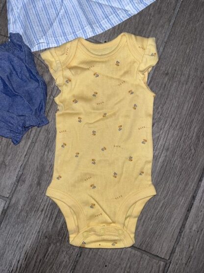 3 Piece Size 3M Yellow Bodysuit shirt and short Set Just One You Carter's