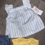 3 Piece Size 3M Yellow Bodysuit shirt and short Set Just One You Carter's