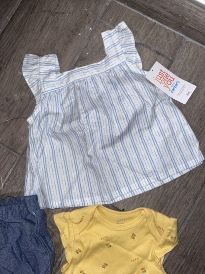 3 Piece Size 3M Yellow Bodysuit shirt and short Set Just One You Carter's