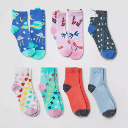 Cat & Jack 7 Pairs Ankle Socks Shoe Size 3-10