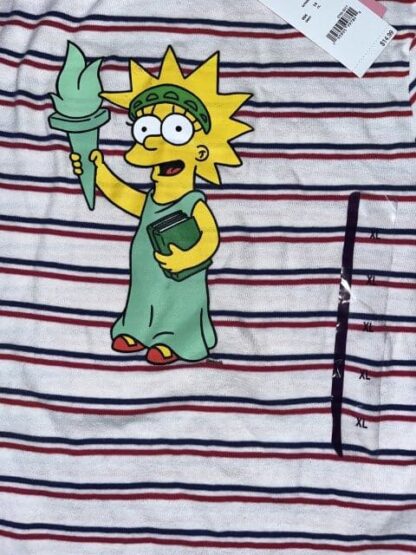 Striped Lisa Simpson Statue of Liberty T-Shirt Size XL