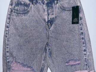 Women Pink Acid Wash High Rise Bermuda Shorts