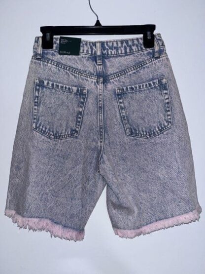 Women Pink Acid Wash High Rise Bermuda Shorts