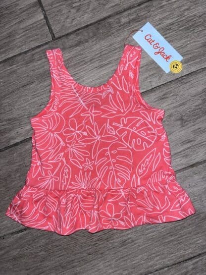 Girls Cat & Jack Coral Leaf Print Tank Shirt Size 12M