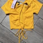 Women's Wild Fable Honey Yellow Open Back Shirt Large Small