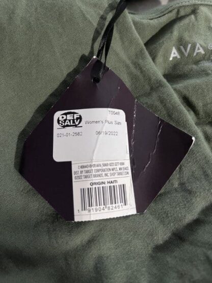 Women's Ava & Viv Plus Side V Neck Green Shirt