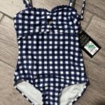 Kids Art Class Navy Blue Gingham Swimsuit Size XS