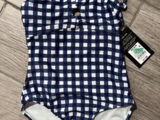 Kids Art Class Navy Blue Gingham Swimsuit Size XS