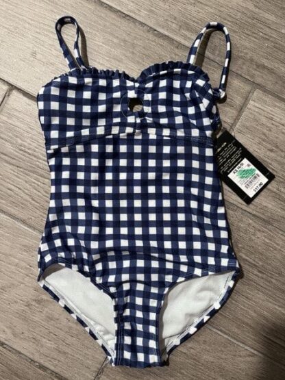 Kids Art Class Navy Blue Gingham Swimsuit Size XS