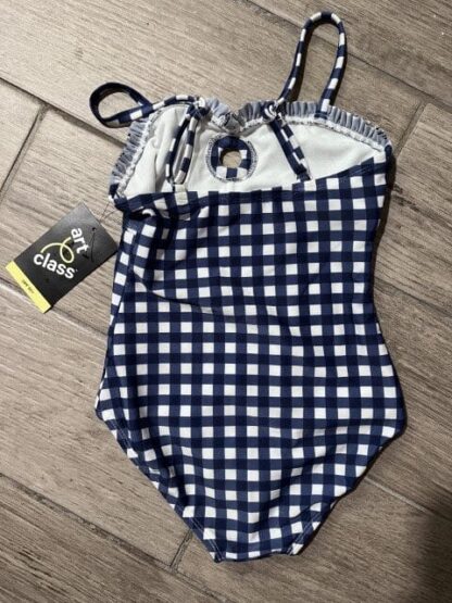 Kids Art Class Navy Blue Gingham Swimsuit Size XS