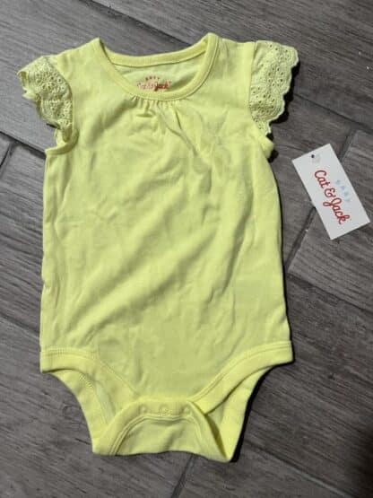 Baby Cat & Jack Yellow Ruffle Sleeve Onesie